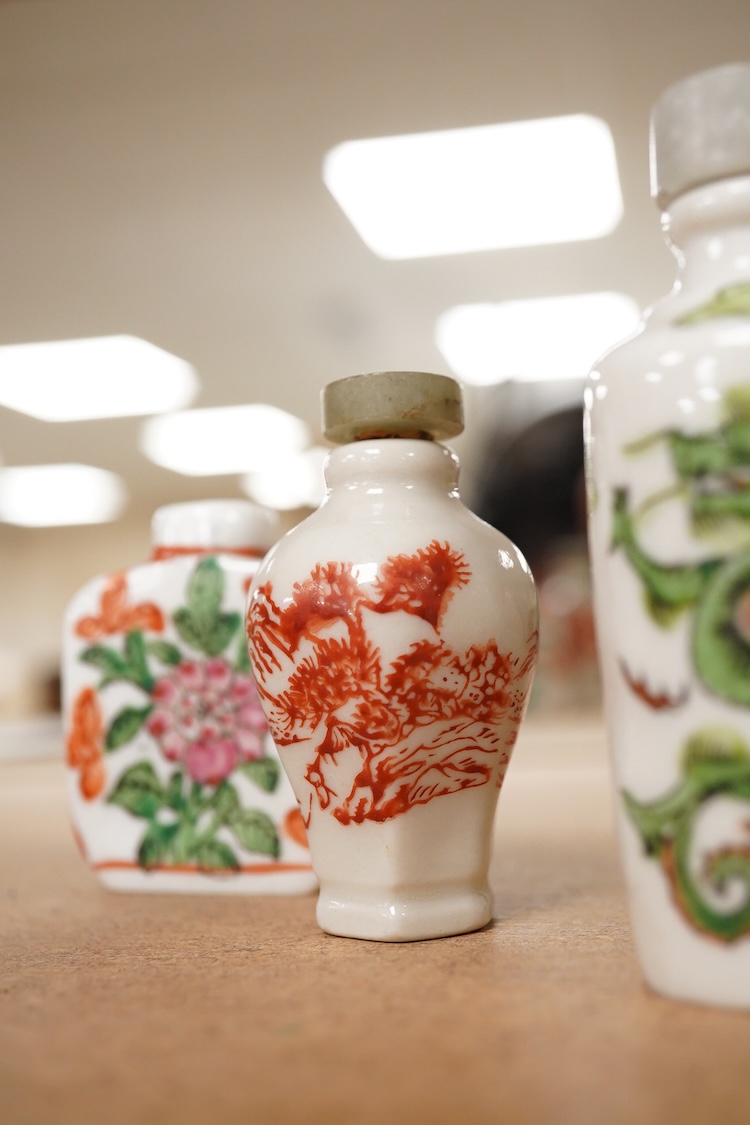 Twenty 20th century Chinese porcelain snuff bottles, in varying condition